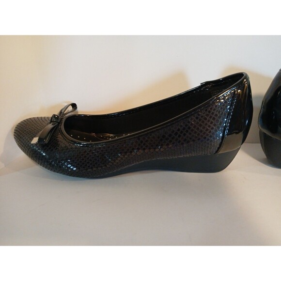 Karen Scott Pippa Casual Low Heel Wedge Black Front Bow Womens 9W - Picture 7 of 16